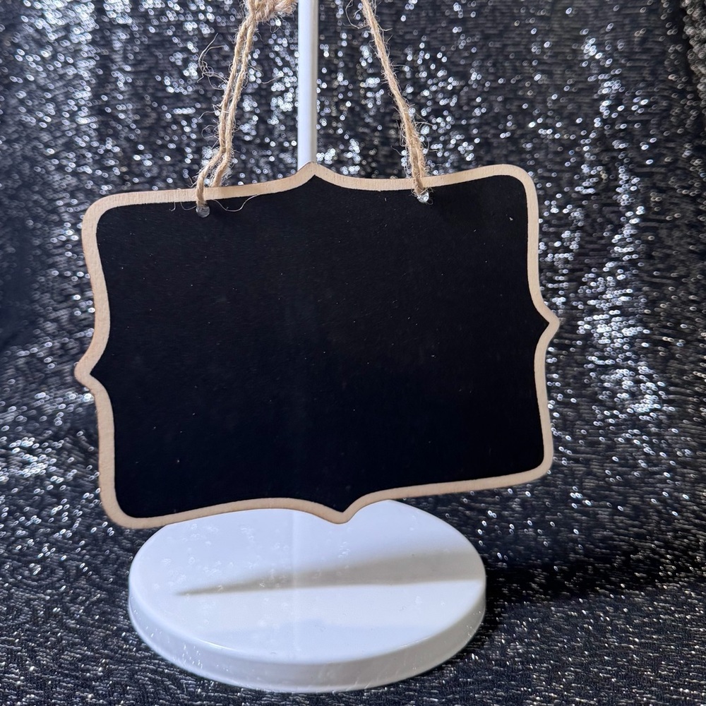 Pack of 10 Mini Hanging Wooden Chalkboard Signs - Double-Sided